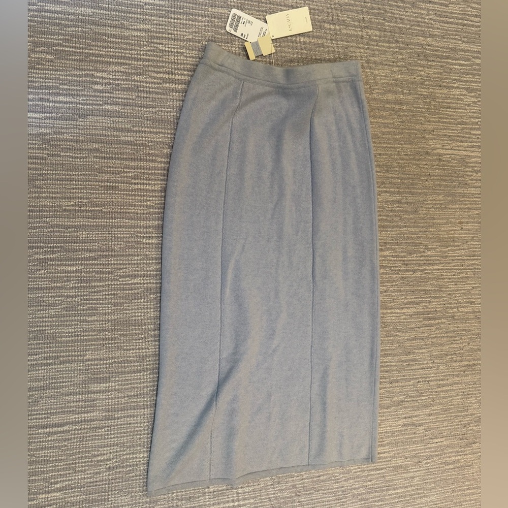 NWT Escada Baby Blue Cashmere Midi Skirt size 12
